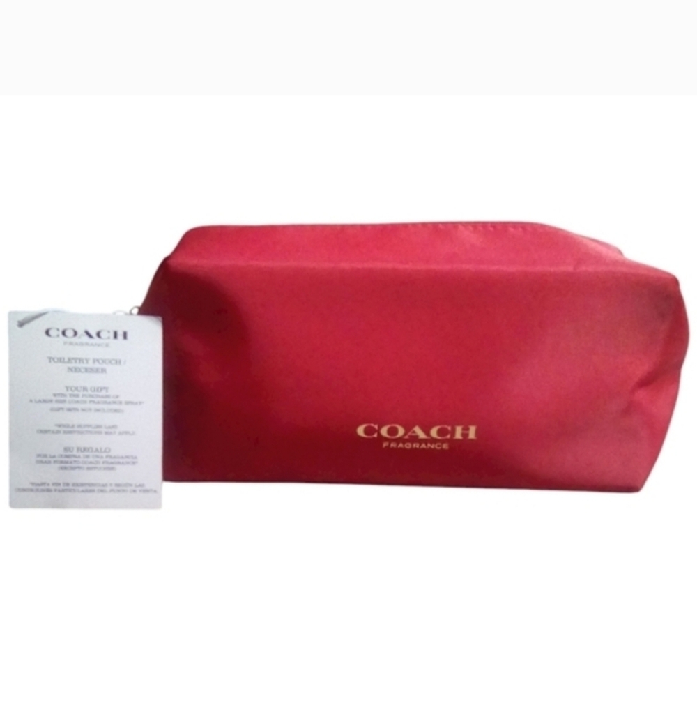 NEW! COACH Heart Love Toiletries Cosmetics Bag With Gold Heart Charm - Picture 11 of 12